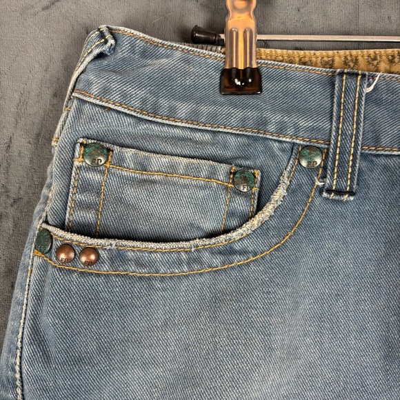 Free People Denim Mini Skirt with embroidery on pockets and detailing throughout - Picture 4 of 14